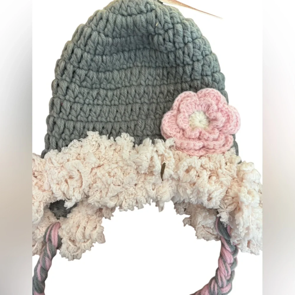 Bundle New Marili Jean Chunky Knit Floral Winter Hats Infant-Toddler
